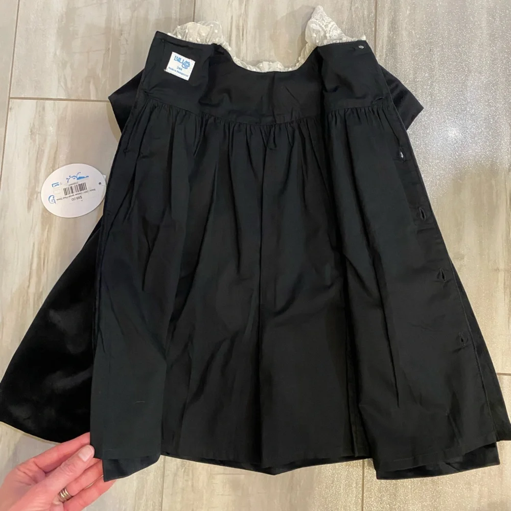NWT Luli & Me Heirloom Lace Deluxe Black Velvet Float Dress & Bloomers girls 24M